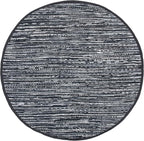 SAFAVIEH Rag Rug, Collection RAR121Z Handmade Boho Stripe Cotton Entryway Foyer Living Room Bedroom Kitchen Area Rug, 4', Round Black