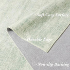 Modern Abstract Neutral Green Kitchen Rugs Non Slip Washable Low Pile Bedside Rug Runners 2x6 Sage Green Floor Covering Carpet for Bathroom Laundry Room 2 x 6