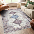 Fame Living Washable Area Rug, Modern Farmhouse, Vintage, Turkish, Bohemian, Distressed, Oriental, Traditional, Rugs for Living Room, Dining, Bedroom, Office, Entryway, Foyer, (863TT, 2' x 3')