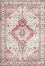 Loloi Skye Collection SKY-02 Ivory/Berry 6'-0" x 6'-0" Round Area Rug