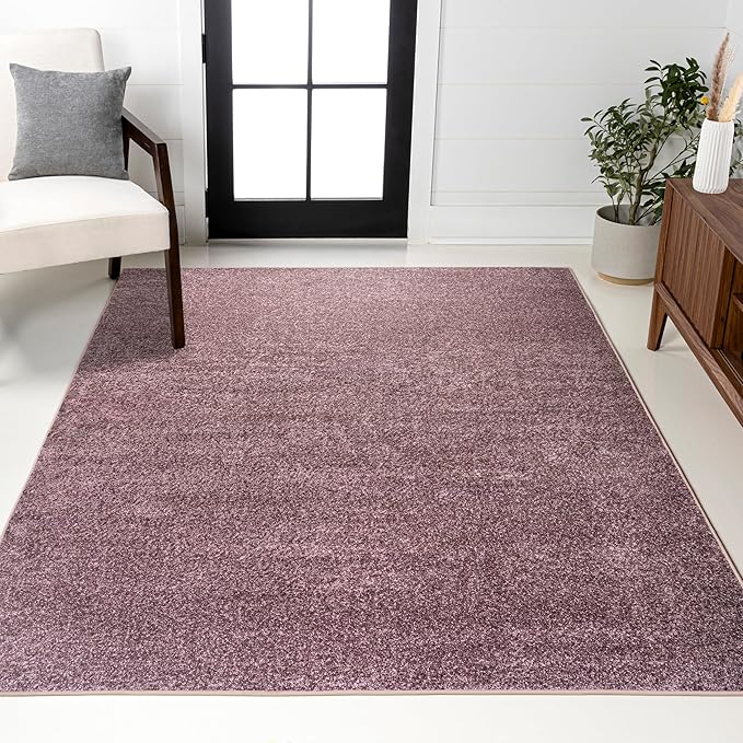 JONATHAN Y Haze Solid Low-Pile Light Purple Indoor Area Rug 4x6, Coastal,Bohemian,Minimalist,Classic, Easy-Cleaning for Living Room,Bedroom,Kitchen,Pet Friendly,Non-Shedding (SEU100R-4)