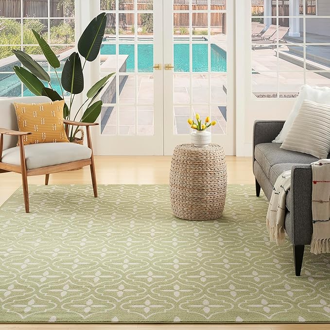 Nourison Home Nourison Essentials Green Ivory 8' x 10' Area Rug - Easy Clean, Non Shedding, Bed Room, Living Room, Dining Room, Kitchen (8' x 10')