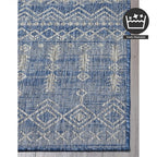 FH Home Flat Woven Outdoor Rug - Waterproof, Easy to Clean, Stain resistant - Premium Polypropylene Yarn - Boho Moroccan - Patio, Deck, Porch, Balcony, Laundry Room - Dakar - Blue - 3ft 11in x 5ft 6in