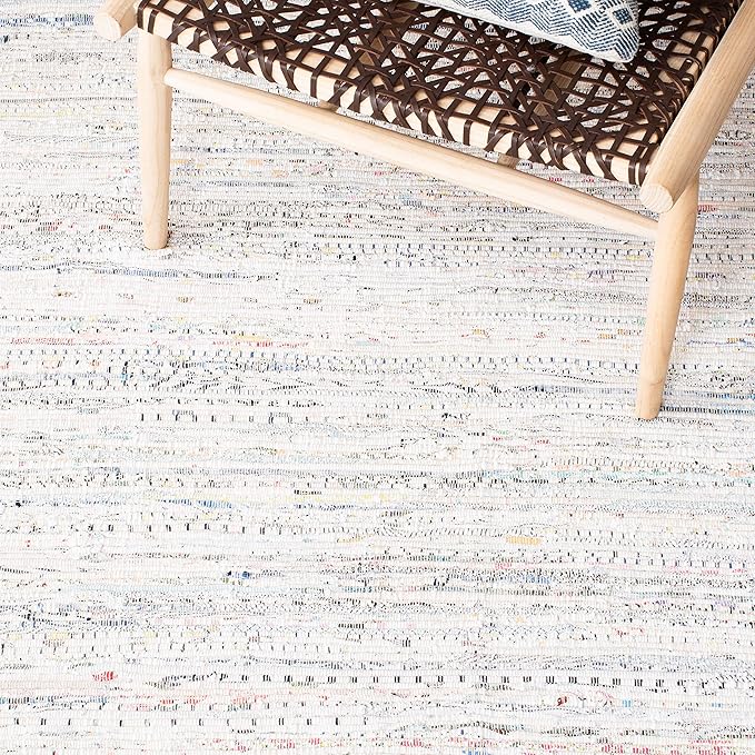 SAFAVIEH Rag Rug Collection Runner Rug - 2'3" x 20', Ivory & Multi, Handmade Boho Stripe Cotton, Ideal for High Traffic Areas in Living Room, Bedroom (RAR121G)