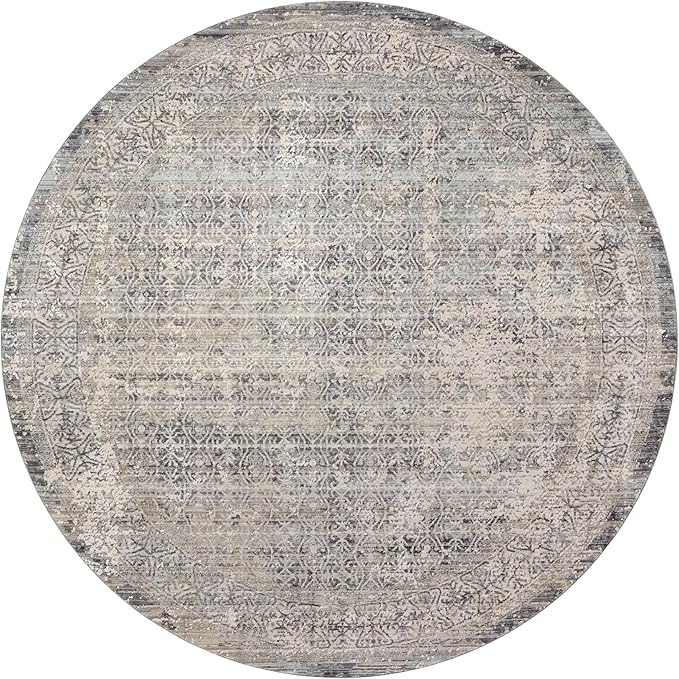 Loloi Amber Lewis Alie Collection ALE-04 Sky/Stone 7'-10'' x 7'-10'', .13'' Pile Height, Round Area Rug