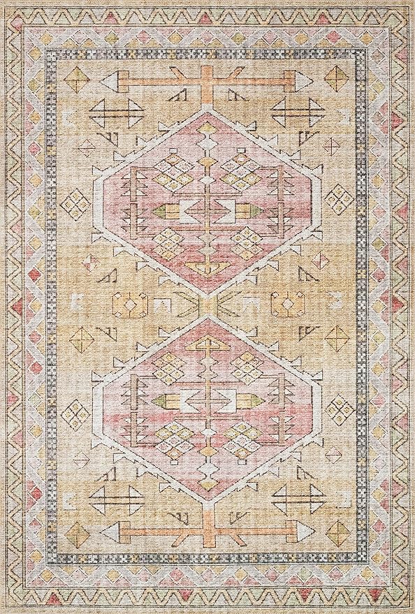 Loloi Skye Collection SKY-04 Gold/Blush 6'-0" x 6'-0" Round Area Rug