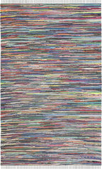 SAFAVIEH Rag Rug Collection Area Rug - 6' x 9', Grey & Multi, Handmade Boho Stripe Cotton, Ideal for High Traffic Areas in Living Room, Bedroom (RAR121M)