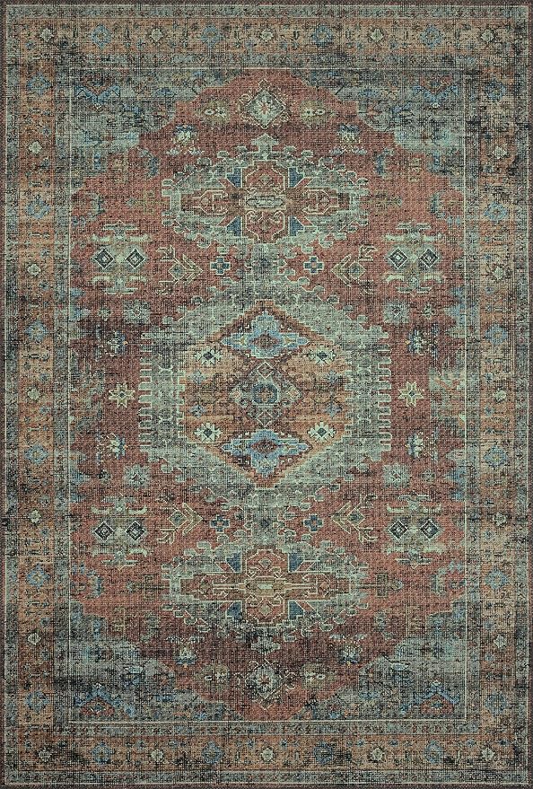 Loloi Skye Collection SKY-07 Terracotta/Sky 2'-6" x 12'-0" Runner Rug