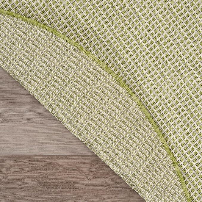 Nourison Home Courtyard Ivory Green 6' x Round Area Rug - Easy Clean, Non Shedding, Bed Room, Living Room, Dining Room, Kitchen (6' x Round)