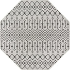 Unique Loom Outdoor Trellis Collection Area Rug - Tribal Trellis (7' 10" Octagon, Gray/ Black)