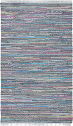 SAFAVIEH Rag Rug Collection Area Rug - 5' x 8', Aqua & Multi, Handmade Boho Stripe Cotton, Ideal for High Traffic Areas in Living Room, Bedroom (RAR121K)