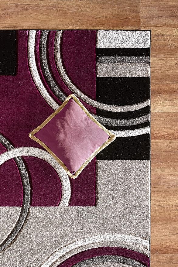 GLORY RUGS Area Rug Modern 8x10 Purple Soft Hand Carved Contemporary Floor Carpet with Premium Fluffy Texture for Indoor Living Dining Room and Bedroom Area