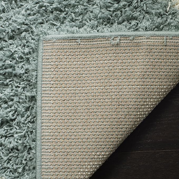 SAFAVIEH Dallas Shag Collection Runner Rug - 2'3" x 10', Seafoam & Ivory, Trellis Design, Non-Shedding & Easy Care, 1.5-inch Thick Ideal for High Traffic Areas in Living Room, Bedroom (SGD257C)