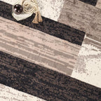 Superior Indoor Area Rug, Plush Carpet Cover, for Kids or Pets, Hallway, Entryway, Living Room, Dining, Bedroom, Office, Kitchen, Modern Geometric Patchwork, Rockwood Collection, 12' x 18', Chocolate