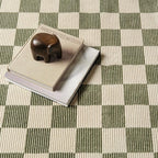 Revival Rugs Gambit 2'7"x9' Checkered Rug Machine Washable Runner Rug for Hallway Entryway - 100% Recycled Oeko-TEX Certified, Medium Pile, Green, Beige