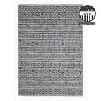 FH Home Flat Woven Outdoor Rug - Waterproof, Easy to Clean, Stain Resistant - Premium Polypropylene Yarn - Striped Boho - Patio, Porch, Deck, Balcony - Amman - Blue - 5ft 2in x 7ft 6in