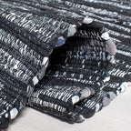 SAFAVIEH Rag Rug Collection Area Rug - 5' x 8', Black, Handmade Boho Stripe Cotton, Ideal for High Traffic Areas in Living Room, Bedroom (RAR121Z)