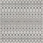Unique Loom Outdoor Trellis Collection Area Rug - Tribal Trellis (7' 10" Square, Gray/ Black)