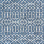 Unique Loom Outdoor Trellis Collection Area Rug - Tribal Trellis (8' Square, Blue/ Ivory)