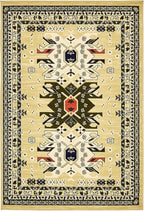 Unique Loom Taftan Collection Border Geometric Tribal Inspired Design Area Rug, 4 ft x 6 ft, Gold/Gray