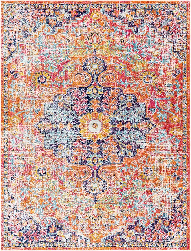 Livabliss Odelia Vintage Bohemian Area Rug,5'3" x 7'3",Pink/Orange