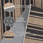Striped Easy Jute Rug 8x10 Outdoor Rug Large Washable Rugs for Living Room Patio Non Slip Neutral Farmhouse Indoor Outdoor Carpet for Backyard Patio Office