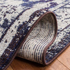 SAFAVIEH Monaco Collection Round Rug - 6'7" Round, Ivory & Navy, Traditional Design, Slip Resistant & Stain Resistant, Ideal for High Traffic Areas in Living Room, Bedroom & Dining Room (MNC243C-7R)