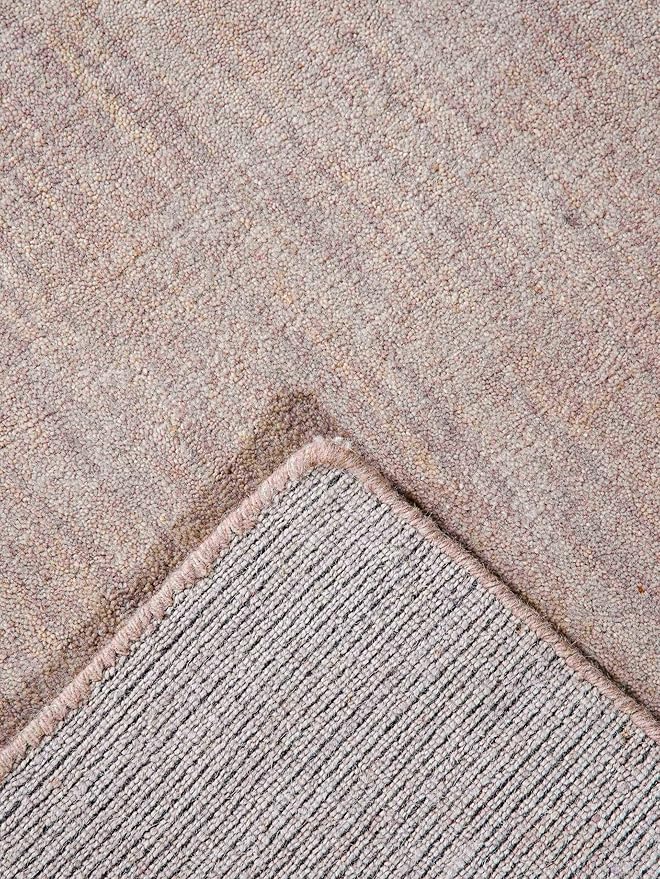Hand Knotted Loom Wool ECO-Friendly Area Rugs - 6'x6', Square, Beige Color, Solid Plain Design, High Pile Thick Handmade Anti Skid Area Rugs for Living Room, Bed Room (L00111)