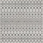 Unique Loom Outdoor Trellis Collection Area Rug - Tribal Trellis (7' 10" Square, Gray/ Black)
