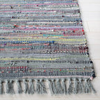 SAFAVIEH Rag Rug Collection Accent Rug - 4' x 6', Aqua & Multi, Handmade Boho Stripe Cotton, Ideal for High Traffic Areas in Entryway, Living Room, Bedroom (RAR121K)