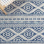 SAFAVIEH Tulum Collection Area Rug - 12' Square, Ivory & Navy, Moroccan Boho Tribal Design, Non-Shedding & Easy to Clean, Ideal for Living Room, Bedroom, Dining Space (TUL272D)