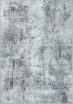 GLN Rugs Contemporary Collection - Machine Washable Area Rug, Contemporary Washable, Non Slip, Low Pile Chenille Rug, Living Room, Bedroom, Kitchen Rug (8' x 10' Grey/Green)