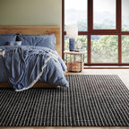 Rugs USA 3x5 Melrose Checked Wool Indoor Area Rug, Contemporary Farmhouse Charcoal/Ivory for Living Room, Bedroom, Office, Entryway, Hallway