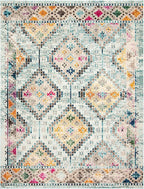 SAFAVIEH Madison Collection X-Large Area Rug - 12' x 15', Blue & Yellow, Boho Diamond Distressed Design, Non-Shedding & Easy Care, Ideal for High Traffic Areas in Living Room, Bedroom (MAD418K)
