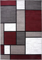 Rugshop Modern Geometric Boxes Red Area Rug, Fade-Resistant Carpet for Bedroom, Home Office, or Entryway, 3'3" x 5'