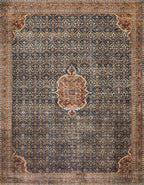 Loloi Layla Collection LAY-09 Cobalt Blue/Spice 5'-0" x 7'-6" .13" Thick Area Rug, Soft, Durable, Vintage Inspired, Distressed, Low Pile, Non-Shedding, Easy Clean, Printed, Living Room Rug