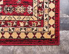 Unique Loom Taftan Collection Border Geometric Tribal Inspired Design Area Rug (7' 0 x 10' 0 Rectangular, Red/ Gold)