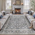 HUGEAR 6x9 Machine Washable Rugs Black Grey Hallway Large Area Rug Indoor Accent Rug Floral Low Pile Carpet Soft Throw Aesthetic Rug Bedroom Living Room Office Dining Room Kitchen Laundry Room