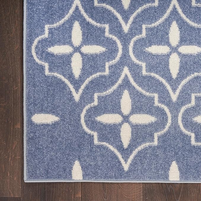 Nourison Home Nourison Essentials Blue Ivory 4' x 6' Area Rug - Easy Clean, Non Shedding, Bed Room, Living Room, Dining Room, Kitchen (4' x 6')