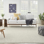Nourison Home Courtyard Ivory Silver 7' x 10' Area Rug - Easy Clean, Non Shedding, Bed Room, Living Room, Dining Room, Kitchen (7' x 10')