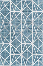 Rugs.com Lattice Trellis Collection Rug – 5' x 8' Blue Low-Pile Rug Perfect for Living Rooms, Large Dining Rooms, Open Floorplans