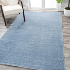 Eyely UES100F-14 Supersoft Haze Solid Low-Pile Indoor Area Rug, Coastal, Bohemian, Minimalist, Classic, Casual for Bedroom,Kitchen,Living Room,Non Shedding,Easy-Washing, Blue, 10 X 14