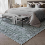 8x10 Area Rug Gray Washable Vintage Distressed Living Room Carpet Large Bedroom Indoor Medallion Floral Non Slip Retro Throw Floor Mat for Office Dining Room Kitchen Bathroom