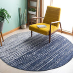 SAFAVIEH Adirondack Collection Area Rug - 10' Round, Navy & Grey, Modern Ombre Design, Non Shedding & Easy to Clean, Ideal for Living Room, Bedroom, Office, Dining Space (ADR113E)