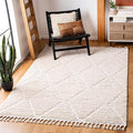 SAFAVIEH Marrakesh Collection Area Rug - 3' Square, Beige, Moroccan Boho Tribal Tassel Design, Non-Shedding & Easy Care, Ideal for High Traffic Areas in Living Room, Bedroom (MRK517C)