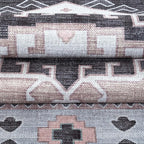 Fame Living Washable Area Rug. Modern Farmhouse. Vintage. Turkish. Bohemian. Distressed. Oriental. Traditional. Rugs for Living Room. Dining. Bedroom. Office. Entryway. (856BlckGry, 7'5" x 9'8")