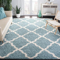 SAFAVIEH Area Rug 8x10 - Dallas Shag Collection - Large - Seafoam & Ivory, Trellis Pattern, Non-Shedding & Easy Cleaning, Plush Thick Pile, Ideal for Living Room, Bedroom, Dining Space (SGD257C)