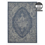 FH Home Outdoor Rug - Waterproof Easy to Clean Stain Resistant - Patio Indoor Outdoor Porch Deck Balcony Entryway - Vintage Distressed - Gorgan - Blue - 4ft x 5ft 7in