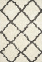SAFAVIEH Dallas Shag Collection Area Rug - 10' x 14', Ivory & Dark Grey, Trellis Design, Non-Shedding & Easy Care, 1.5-inch Thick Ideal for High Traffic Areas in Living Room, Bedroom (SGD257H)