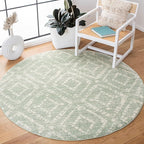 SAFAVIEH Adirondack Collection 6' Round Green/Ivory ADR131Y Modern Diamond Distressed Non-Shedding Living Room Dining Bedroom Foyer Area Rug